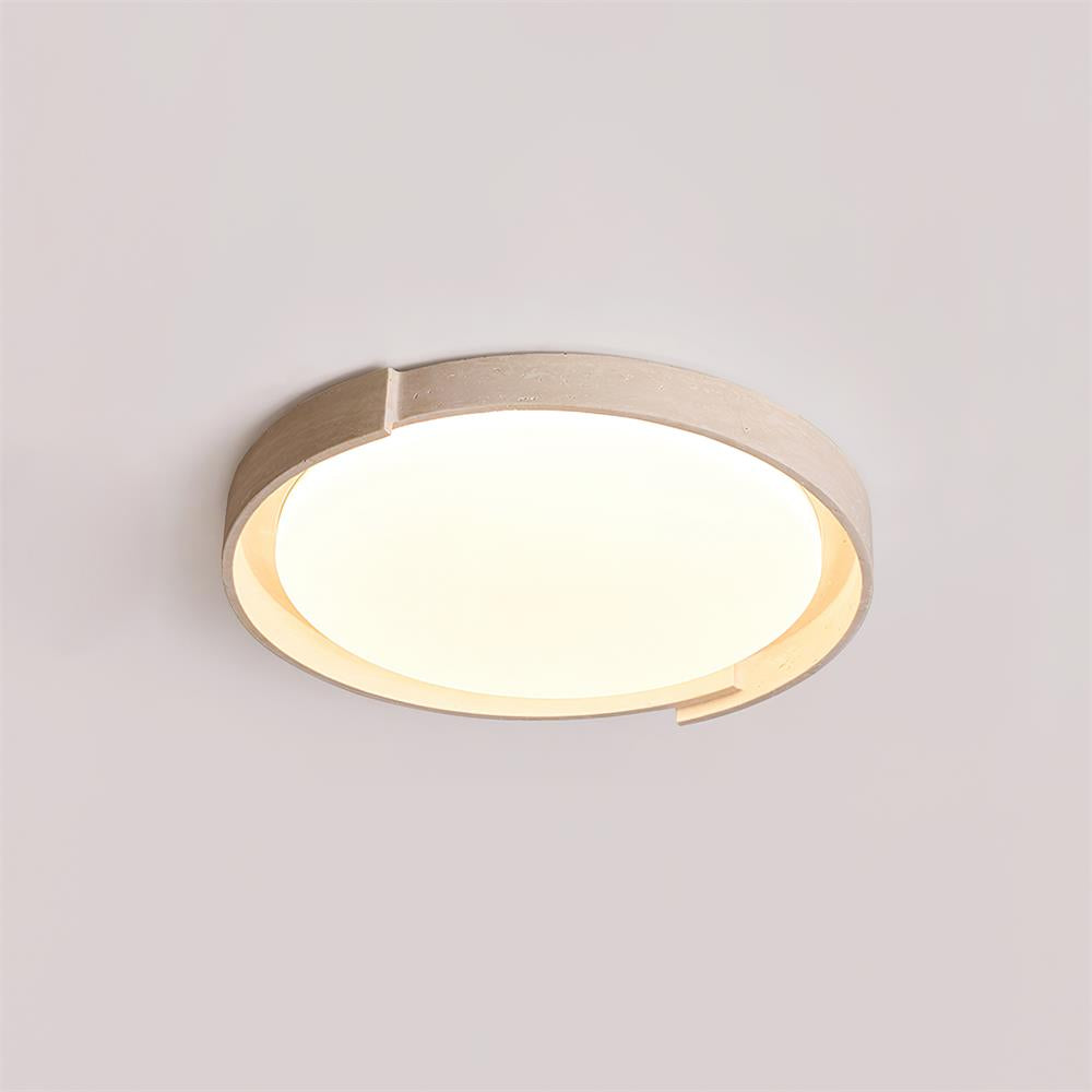 Integrated LED Round Beige Ceiling Light With Travertine